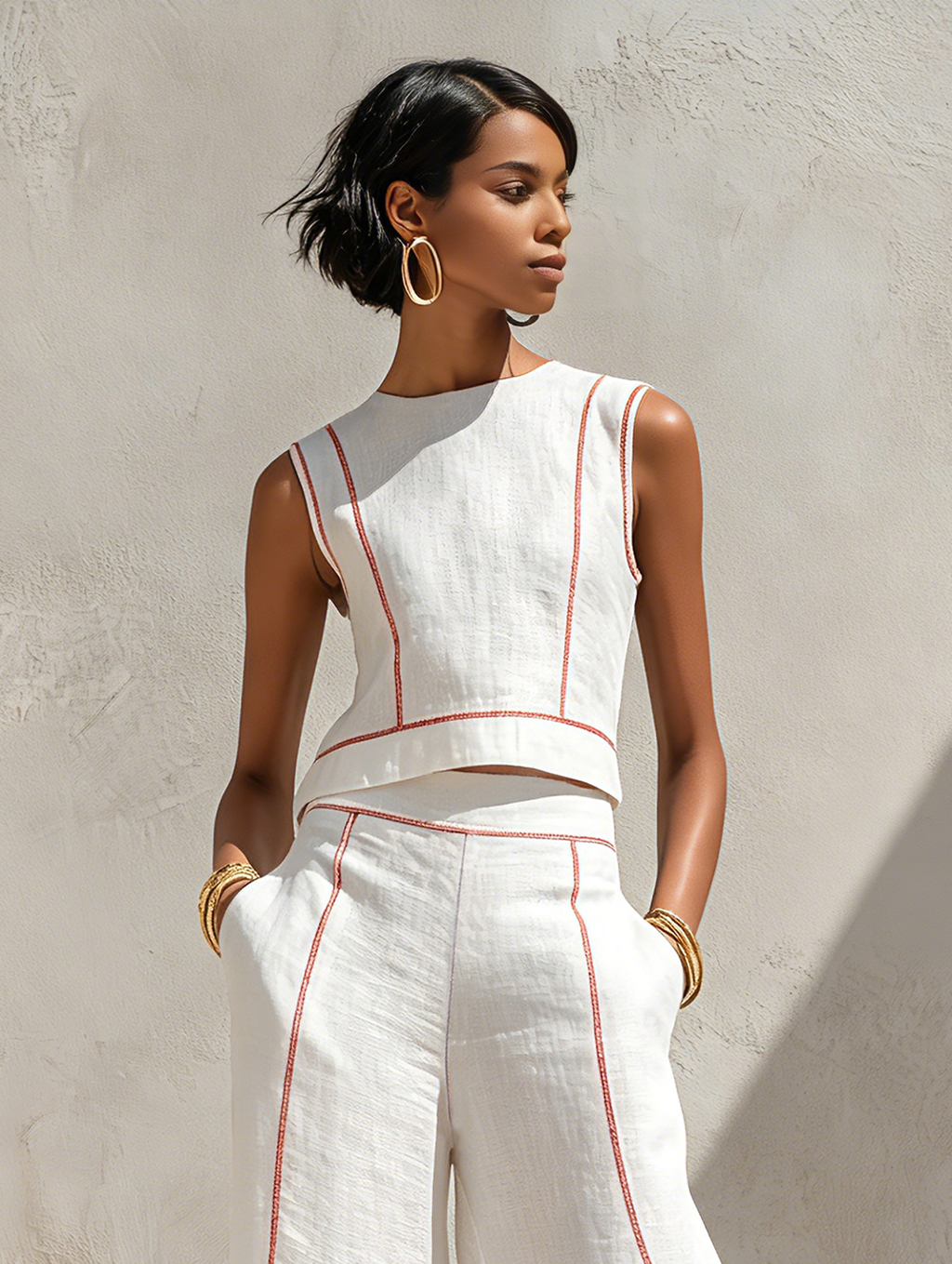 TAIRA | LINEN PANTS WITH BLOUSE