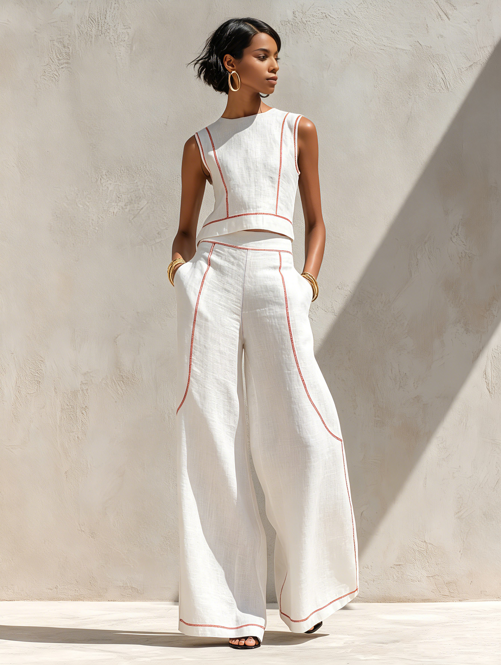 TAIRA | LINEN PANTS WITH BLOUSE