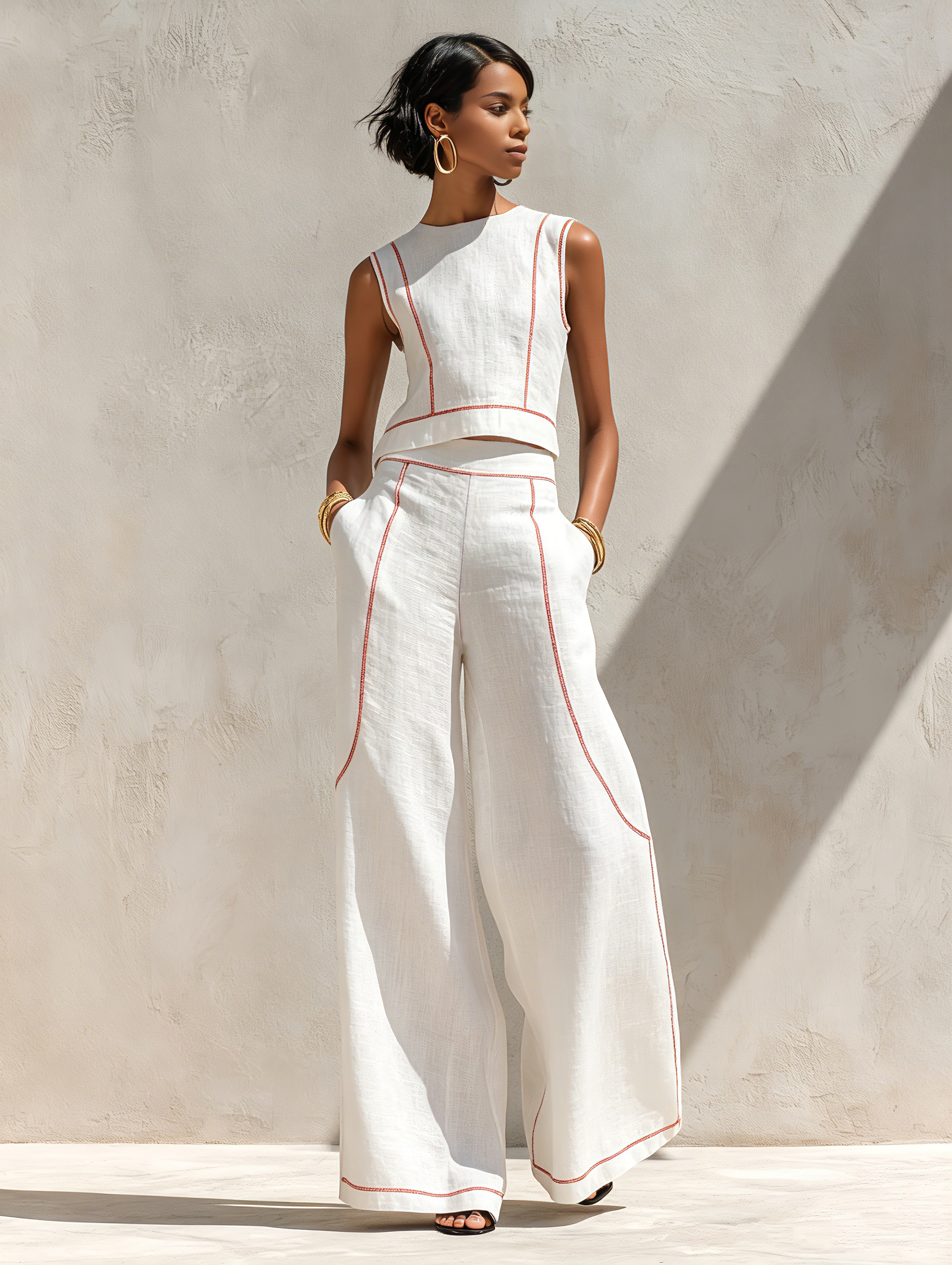 TAIRA | LINEN PANTS WITH BLOUSE