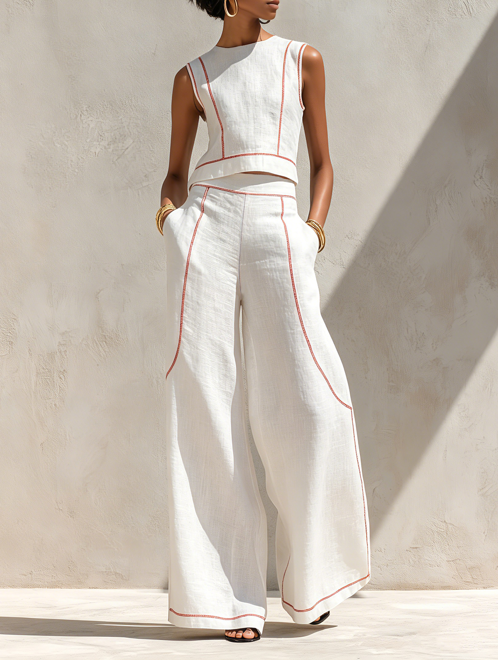 TAIRA | LINEN PANTS WITH BLOUSE