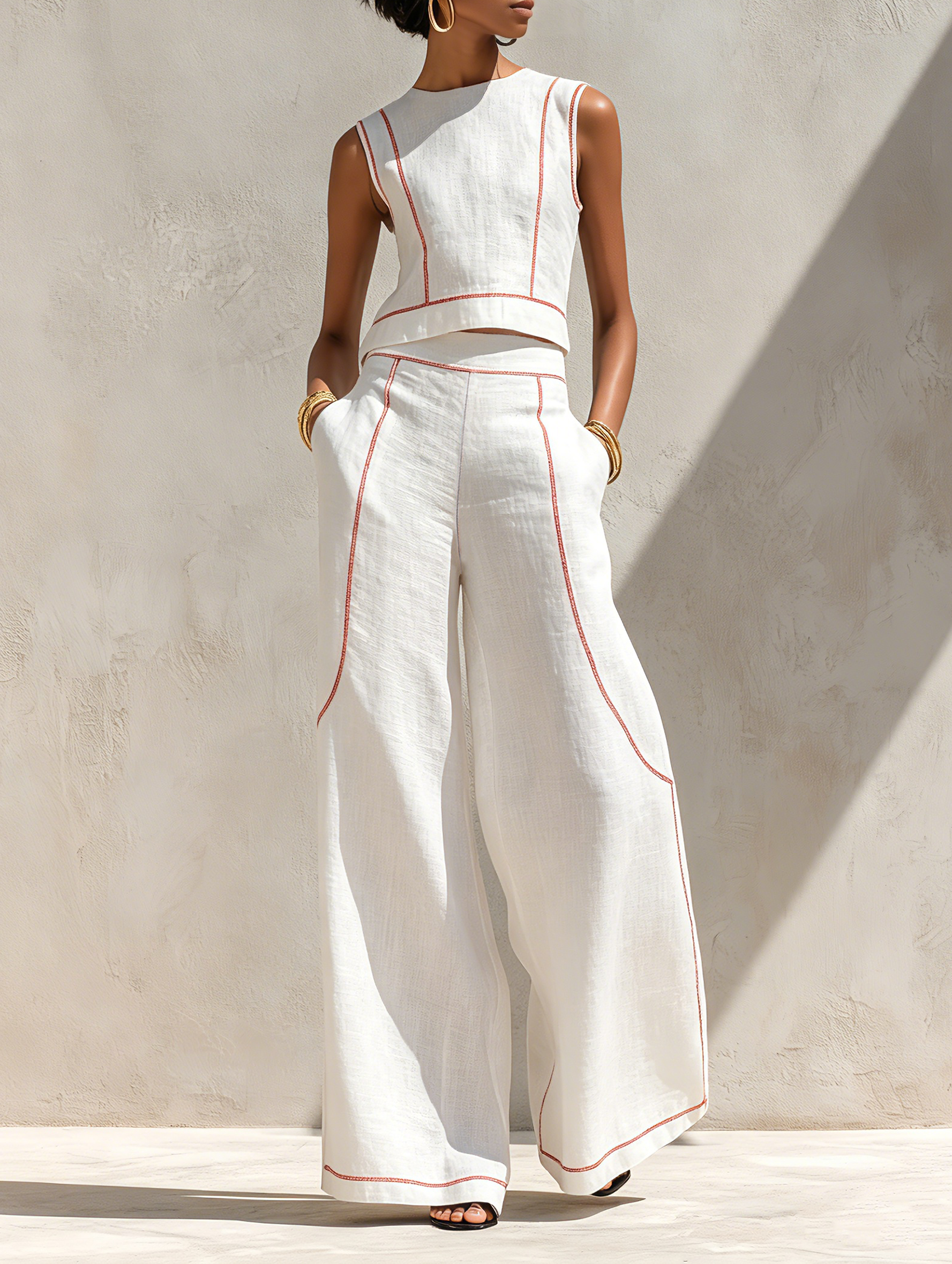 TAIRA | LINEN PANTS WITH BLOUSE