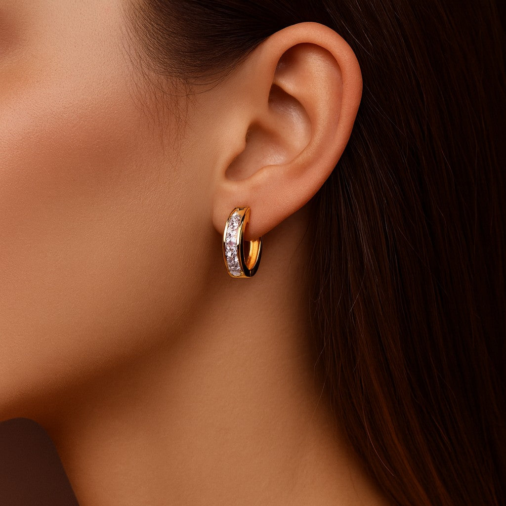 GOLD AND CRYSTAL EARRINGS