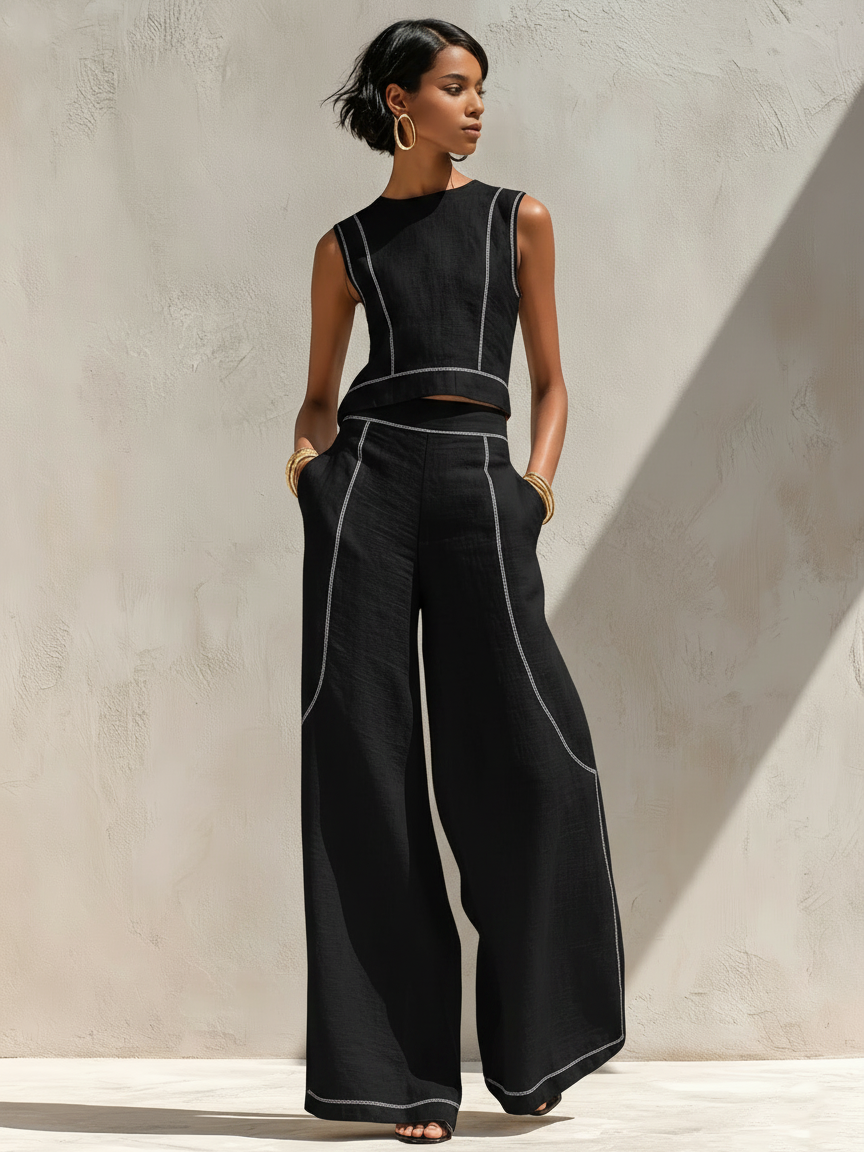 TAIRA | LINEN PANTS WITH BLOUSE
